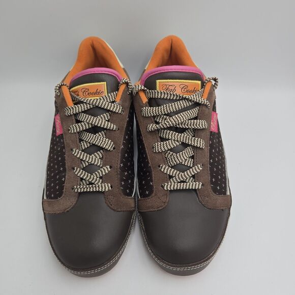 Fab Cookie Pastry Women’s Shoes 8.5 Brown Pink Suede Leather Sneakers Retro Y2K - Picture 2 of 11